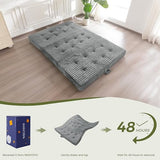 MAXYOYO Folding Mattress with Handles, 6 Inch Tri-Fold Mattress Floor Sofa Bed, Soft Faux Fur Folding Bed with Supportive Foam Filling, Portable Guest Couch for Sleeping, Full, Grey MAXYOYO