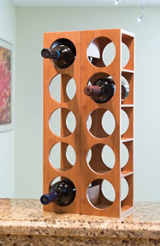 Lipper International 8305 Bamboo Wood Stackable 5-Bottle Wine Rack, 20-3/4" x 5-3/8" x 4-3/4" Lipper International