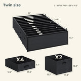 ADORNEVE Twin Bed Frames with 12 Storage Drawers, Metal Bed Frame Twin with Steel Slat Support, Footboard, Platform Bed for Kids,Teens, No Box Spring Needed, Easy Assembly, Noise-Free,Black ADORNEVE