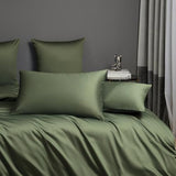 Olive Green Cotton Duvet Cover Set Queen 100% Long-Staple Cotton Sateen Bedding Set, Soft Breathable Smooth Organic Pure Cotton Plain Comforter Cover, Luxury Minimalist Bedroom Decor for All Season YASMENG