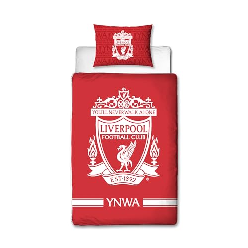 Character World Official Liverpool FC Single Duvet Cover Set, Tone Design | Red Reversible 2 Sided Football Bedding Cover Official Merchandise Including Matching Pillow Case Liverpool F.C.