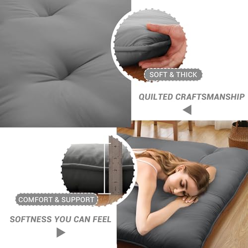 Japanese Floor Futon Mattress Twin Size 80"x39", Thicken Foldable Lazy Floor Bed for Adults, Roll Up Lounger Tatami Sleeping Mat, Water Resistant Futon Tatami Mattresses for Home, Camping, Travel Takywep