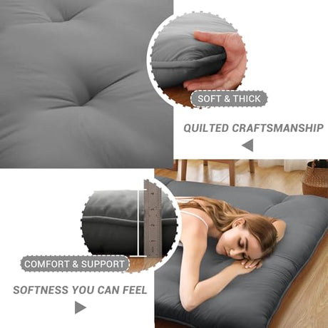 Japanese Floor Futon Mattress Twin Size 80"x39", Thicken Foldable Lazy Floor Bed for Adults, Roll Up Lounger Tatami Sleeping Mat, Water Resistant Futon Tatami Mattresses for Home, Camping, Travel Takywep