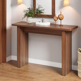 RUSTYER Fluted Entryway Console Table, Wooden Rectangular Sofa Table for Entrance, Narrow Wood Entryway Small Long Entry Table for Hallway, Living Room (Walnut) RUSTYER