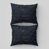 Black 3 Piece Duvet Cover Set, 1 Printed Zipper Closure Duvet Cover with 2 Pillow Shams, Ultra Soft Brushed Microfiber Single with Minimalist Hexagonal Geometric Generic