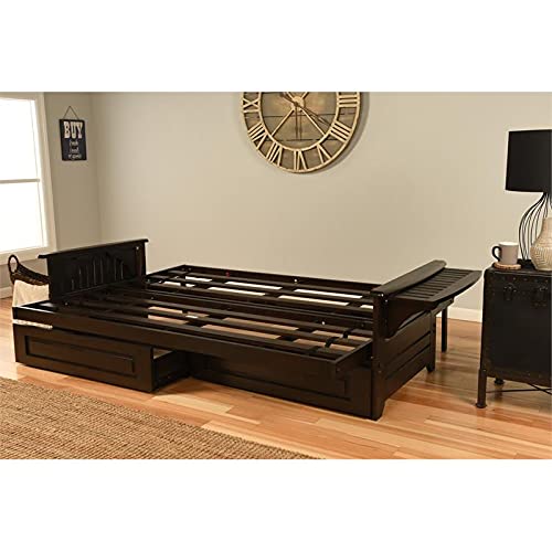 Kodiak Furniture Phoenix Queen Espresso Wood Storage Futon-Charcoal Mattress Kodiak Furniture