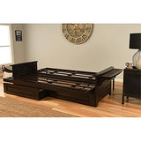 Kodiak Furniture Phoenix Queen Espresso Wood Storage Futon-Charcoal Mattress Kodiak Furniture