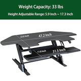 Lubvlook 47 inch Corner Standing Desk Converter, Height Adjustable Sit Stand Desk Riser, Black, GSD06T Lubvlook