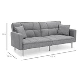 Best Choice Products Convertible Linen Fabric Tufted Split-Back Plush Futon Sofa Furniture for Living Room, Apartment, Bonus Room, Overnight Guests w/ 2 Pillows, Wood Frame, Metal Legs - Dark Gray Best Choice Products