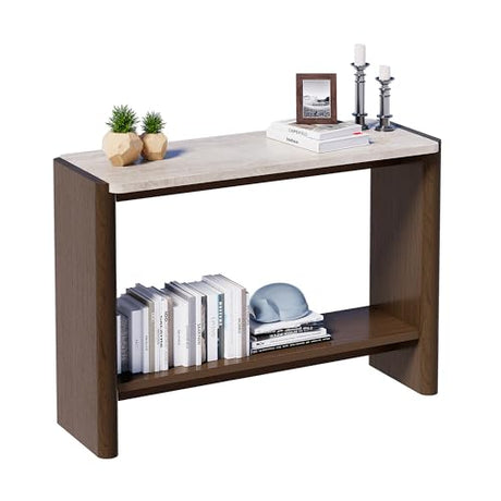 SUNBURY Modern Console Table with Faux Marble Top, 43 Inches Entryway Console Table with Open Shelf, Sofa Table Behind Couch for Hallwa, Living Room, Entrance SUNBURY
