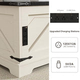 FiveWillowise Farmhouse Lift Top Coffee Table with Large Hidden Storage Compartment, 31.5" W Wood Square Center Table with Charging Station, Rustic Cocktail Table for Living Room, Home Office, White FiveWillowise