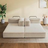 WLIVE 87'' Futon Sofa Bed, Convertible Sleeper Sofa, Folding Pull Out Couch Boneless Mattress with Fixed Frame, Corduroy, Beige WLIVE