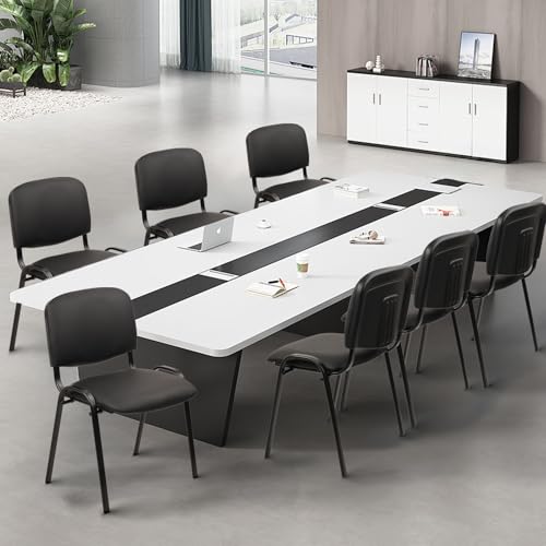 CLATINA Stacking Conference Room Chairs No Wheels, PU Leather Waiting Room Chair Armless Stackable Office Guest Chair with Metal Frames for Reception Lobby Side Training School, Black Set of 10 CLATINA