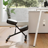 Goplus Kneeling Chair, Upholstered Mobile Desk Chair w/Adjustable Height, Thickened Sponge Cushion, 4 Lockable Universal Wheels, Office Home Padded Stool with Angled Seat, Black (1) Goplus