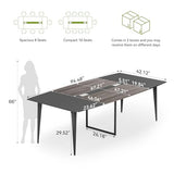 LITTLE TREE 8FT Conference Room Table, 94.48L x 47.21W x 29.52H Boat Shaped Meeting Table, Grey&Black LITTLE TREE