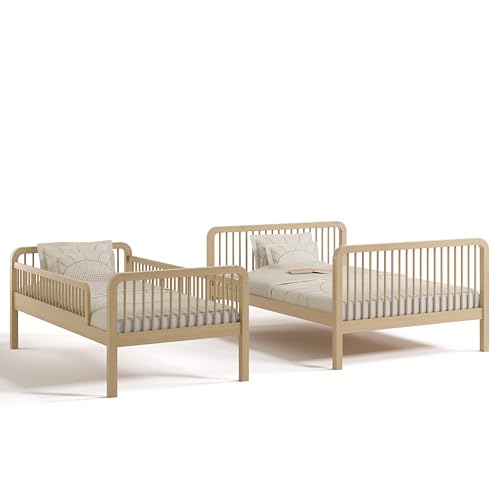 Storkcraft Pasadena Deluxe Twin-Over-Full Wood Bunk Bed (Driftwood) – GREENGUARD Gold Certified, Durable Wood Construction for Kids Bedroom, Space Saving Design, Fits Twin and Full Mattresses Storkcraft