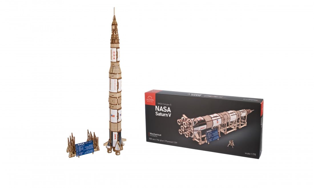 Generic Mechanical U-Gears Wooden 3D Puzzle Model NASA Saturn V Model kit Construction Set Generic