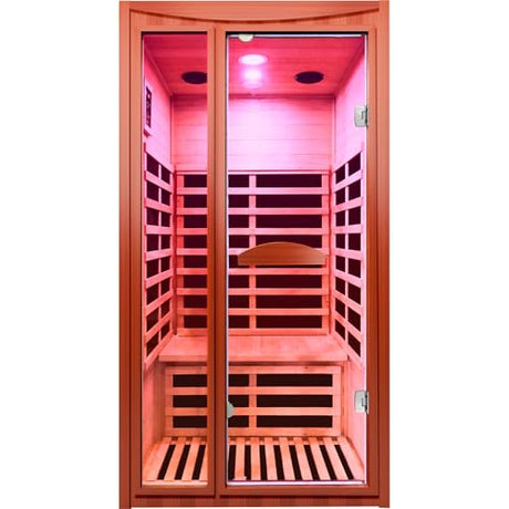 ToTibuy 1-2 Person Home Sauna Low EMF Far Infrared Sauna with Red Light Bluetooth Speakers Indoor Dry Sauna 1550W 110V 39.37"x35.43"x74.8" ToTibuy