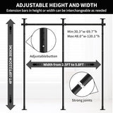 Room Divider, Curtain Rods No Drilling, Adjustable 48-120in (H) 30-140in(W) Tension Rods, Partition Hanging Room Dividers, Self Stand Curtain Divider for Room Separation (Black) necvha