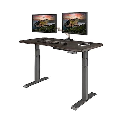 Vari Ergo 54x26 Electric Standing Desk – Height Adjustable Sit Stand VariDesk + Curved Waterfall Edge, 4 Memory Settings, Quick Assembly, Cable Management, 200 lb Capacity – Espresso (2 Boxes)