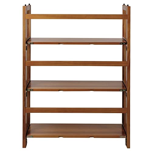 Casual Home 3-Shelf Stackable 27.5" Wide-Chestnut fold Bookcase - WoodArtSupply