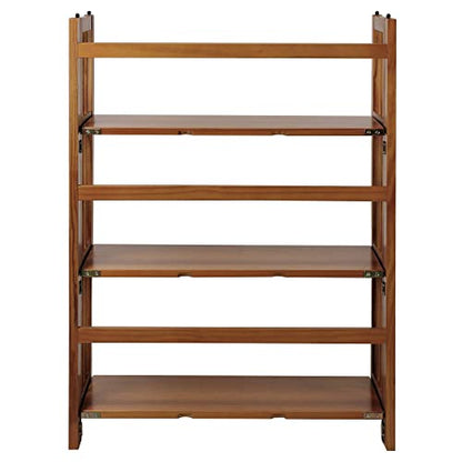 Casual Home 3-Shelf Stackable 27.5" Wide-Chestnut fold Bookcase - WoodArtSupply