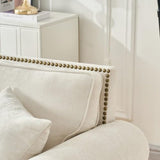 63.7" Modern 2-Seater Sofa with High-Density Foam & 2 Toss Pillows, Chenille Upholstered Couch with Rolled Arms & Nailhead Trim for Living Room,Apartment,Farmhouse,Office,Beige SUHYNIN