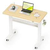 WALKINGDESK Mobile Walking Pad Desk with Wheels, Pneumatic Small Rolling Standing Desk Riser Height Adjustable (28-43.7") for Treadmill, Portable Computer Table for Home Office, Oak WALKINGDESK