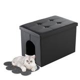 MEEXPAWS Cat Litter Box Enclosure Furniture Hidden, Cat Washroom Bench Storage Cabinet |Large 25.6'' x 17.7'' x 17.7''| Dog Proof | Waterproof Inside/Easy Clean | Easy Assembly | Odor Control(Black) MEEXPAWS