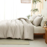 CozyLux Beige Queen Comforter Set, 3 Pieces Boho Solid Breathable Quilted Style Bedding Sets, Luxury Fluffy Soft Bed Set with Down Alternative Comforter for All Season (1 Comforter & 2 Pillowcases) CozyLux