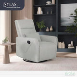 Evolur Sylas Nursery Glider Chair in Luxe Grey - Manual Recliner with 360° Swivel, Lumbar Support, Tufted Back & Side Pockets - Modern Rocking Chair for Baby Room, Nursery & Living Room Evolur