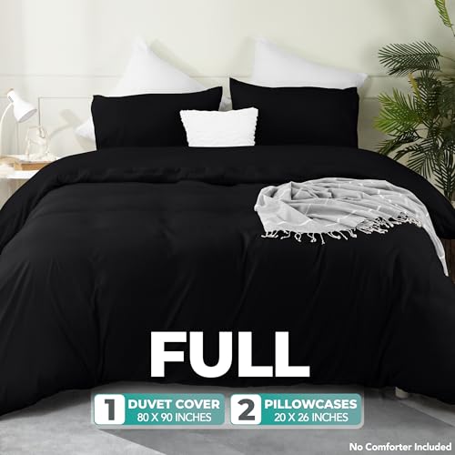 Utopia Bedding Duvet Cover Set with Pillowcases - 3 Pieces Bedding Duvet Cover with Zipper Closure - 1 Duvet Cover with 2 Pillowcases - Soft Brushed Microfiber(Full, Black) Utopia Bedding