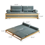 Mid-Century Modern Comfortable Sleeper Sofa Bed for Living Room and Bedroom, Convertible Design for Small Spaces, 82.67”Wx77.16”D Futon Couch with Removable Linen Foam Cushions & Wood Frame, Gray NessCarsti
