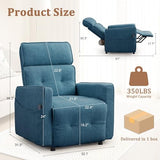 Korser Power Recliner Chair for Adults, Electric Recliner Chairs for Living Room, Comfy Recliners Cashmere Reclining Chair with One-Touch Adjustment & Side Pockets for Reading, Bedroom, Lounge, Blue