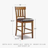 Signature Design by Ashley Ralene Traditional 26" Counter Height Faux Leather Seat Barstool, 2 Count, Brown Signature Design by Ashley