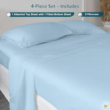 Shreem Linen Super Single Waterbed Sheets, 4-Piece 100% Egyptian Cotton Attached Sheet Set with 15" Deep Pocket, Soft & Breathable Bedsheets for Water Beds, Light Blue Solid Shreem Linen