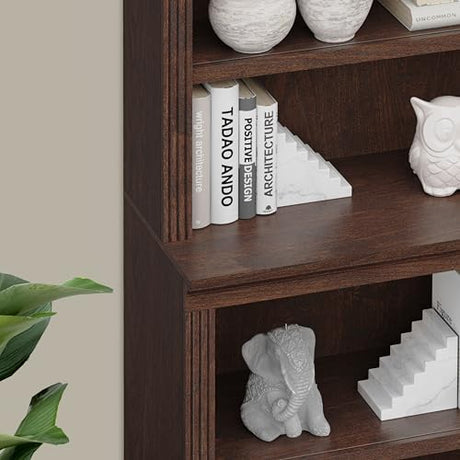 JAHRSTIM Dark Cherry 5-Tier Floor Standing Bookshelf for Home and Office Storage JAHRSTIM