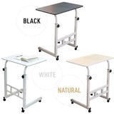 Japard Small Desk on Wheels, Mobile TV Tray Table Rolling Desk for Bed Sofa, Adjustable Height 23.6" Wide C-Shape Loadable 66lbs (White, 66 lbs Loadable) Japard