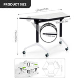 Conference Table,Folding Conference Room Tables with Flip-Top Design,Foldable Office Meeting Seminar Table,Modular Mobile Training Room Tables With Caster,Rolling Seminar Tables for Meeting Rooms VORDERRY