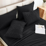 Andency King Size Comforter Set 7 Pieces Black - Bed in a Bag King Boho Lightweight Fluffy Tufted Bedding Sets with Comforter, Sheets, Pillowcases & Shams Andency