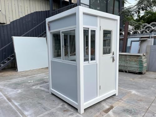 Generic Guard Shack 5x5ft with AC, Heating, Light Gray - Security Booth, Guard Booth, Outdoor Office, Portable Office, Guardhouse, BSI-Guard-Shack-LightGray- 5575-WAC-M2