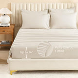 Litanika California King Comforter Set Beige - 7 Pieces Bed in a Bag Cal King Bedding Comforter Sets, Plain Lightweight Bed Set with Comforter, Sheets, Pillowcases & Shams Litanika