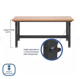 Ultra Heavy Duty Adjustable Workbench Table with Solid Wood Top, 1000-2000 lbs Capacity, (Graphite, 60" W x 24" D x 28.5"-42" H) Generic