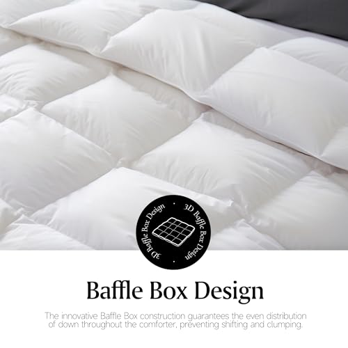 Royal Luxe Goose Feather Down Fiber Comforter - Queen Size Duvet Insert, 100% Cotton Cover All Season Comforter Ultra Soft Luxurious Hotel Bedding, 88”x88” Royal Luxe