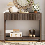 FATORRI Console Entryway Table, Narrow Wooden Sofa Table with 2 Drawers, 39.37 inch Modern Foyer Tables and Couch Tables Behind Sofa for Living Room, Hallway (Dark Walnut) FATORRI