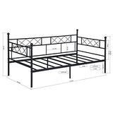Liink1Ga Twin Size Daybed Frame, Day Bed Black Metal Daybed Frame with Headboard, Mattress Platform Base Box Spring Replacement Sofa Bed for Living Room Guest Room/Style X/Black Liink1Ga