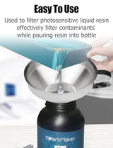 Resin Funnel, Resin Filter Funnel with Strainer 3D Printer Stainless Steel Resin Funnel for Filtering and Recycling UV SLA/DLP/LCD Photosensitive Resin, with Cleaning Brush Gnellkoor