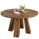 IDEALHOUSE 47" Round Dining Table for 4-6, Wood Kitchen Table with Sturdy Base, Farmhouse Circle Dinner Table for Dining Room, Living Room, 4 Strong Legs, Walnut IDEALHOUSE