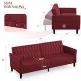 Lesofair 77” Velvet Sofa Bed with Adjustable Armrests and Backrests,Tufted Convertible Futon Couch with Nailhead Trim, Loveseat Modern Velvet Sleeper Sofa for Living Room,Bedroom,Office, Red Lesofair