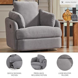 Signature Design by Ashley Modmax Contemporary Indoor Upholstered Press-Back Rocker Swivel Glider Recliner with Hidden Storages, Light Gray Signature Design by Ashley